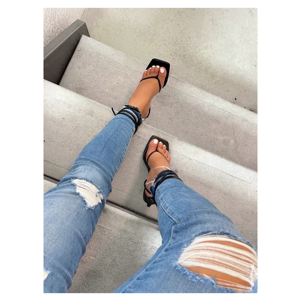 Black lace up heels